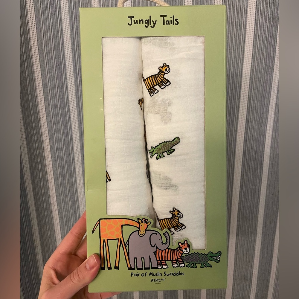 Jellycat London Jungly Tails pair of Muslim swaddles